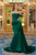 Portia and Scarlett - PS22122 Metallic Accent Neckline Trumpet Gown Prom Dresses 0 / Emerald