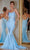 Portia and Scarlett - PS22806 Beaded Cowl Neck Fitted Gown Prom Dresses 0 / Powder Blue