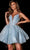 Portia and Scarlett PS23006 - Beaded V-Neck Cocktail Dress Special Occasion Dress 0 / Blue