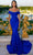 Portia and Scarlett PS23419 - Bejeweled Drape Prom Gown Prom Dresses 0 / Cobalt