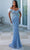 Portia and Scarlett PS23994 - Off Shoulder Sheath Dress Special Occasion Dress 0 / Blue-Silver