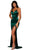 Portia and Scarlett - PS5050 V Neck Backless Fitted Satin Evening Gown Prom Dresses 0 / Emerald