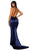 Portia and Scarlett - PS5050 V Neck Backless Fitted Satin Evening Gown Prom Dresses