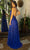 Primavera Couture 12055 - Halter Plunging Floral Dress Prom Dresses