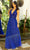 Primavera Couture 12055 - Halter Plunging Floral Dress Prom Dresses 000 / Royal Blue