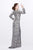 Primavera Couture - 1401 Long Sleeve Sequined Gown in Platinum Multi CCSALE