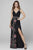 Primavera Couture - 3453 Sleeveless Floral Pattern Sequin Sheath Dress Prom Dresses 0 / Black