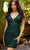 Primavera Couture - 3572 Sheer Plunge V-Neck Sequin Cocktail Dress Special Occasion Dress 00 / Forrest Green