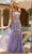 Primavera Couture 3929 - Floral Patterned Embellished Tulle Gown Prom Dresses 000 / Lavender