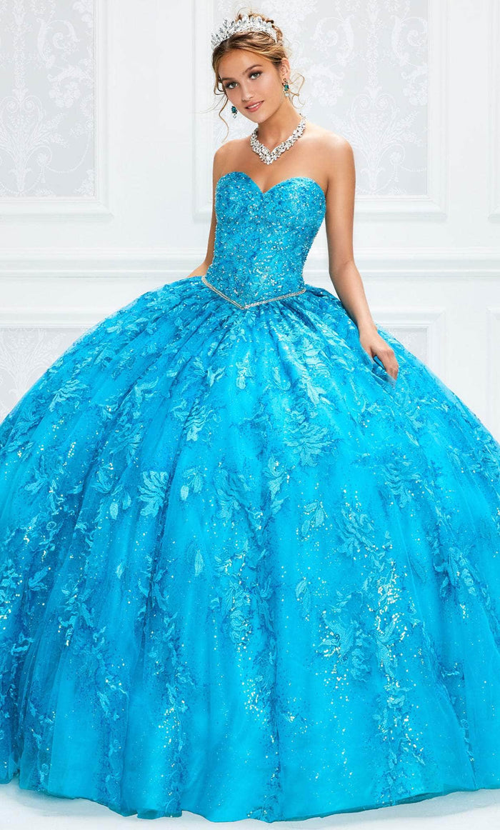 Princesa by Ariana Vara PR12005 - Beaded Sweetheart Ballgown Ball Gowns 00 / Caribbean Blue/Silver