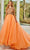 Rachel Allan 50167 - Long Sleeve Backless Evening Gown Prom Dress 00 / Soft Orange