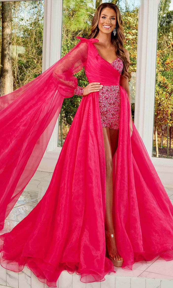 Rachel Allan 50234 - Elegant Embelished Organza Gown Special Occasion Dress 00 / Fuchsia