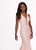 Rachel Allan - 6472 V-Neck Fitted Crinckled Foil Jersey Evening Gown CCSALE 4 / Blush