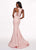 Rachel Allan - 6472 V-Neck Fitted Crinckled Foil Jersey Evening Gown CCSALE 4 / Blush