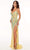 Rachel Allan - 70017 Beaded Tulle Plunging V Neck Sheath Dress Prom Dresses 10 / Yellow Multi