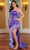 Rachel Allan 70397W - Feather Ornate Slit Prom Dress Special Occasion Dress 14W / Lilac