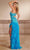 Rachel Allan 70412 - Fuzzy Feathered Slit Sheath Gown Special Occasion Dress