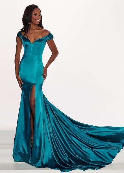 Rachel Allan - Beaded Illusion Back Mermaid Gown 5059 - 1 pc Deep Jade In Size 6 Available CCSALE 6 / Deep Jade