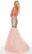 Rachel Allan - Embellished Halter Tulle Mermaid Dress 7142 - 1 pc Gold Blush In Size 4 Available CCSALE 4 / Gold Blush