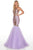 Rachel Allan - Embellished Halter Tulle Mermaid Dress 7142 CCSALE 8 / Gold Lilac