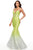 Rachel Allan Prom - 7092 Plunging Ombre Shimmer Mermaid Gown Prom Dresses 0 / Acid Green Ombre