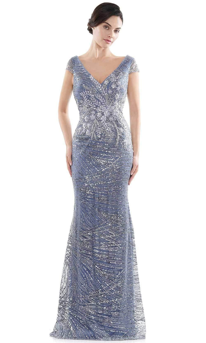 Rina Di Montella - Cap Sleeve Embellished Evening Gown RD2723 - 1 pc Wedgewood In Size 14 Available CCSALE 14 / Wedgewood