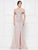 Rina di Montella - Lace Off-Shoulder Evening Dress with Slit RD2655 - 1 pc Dusty Rose In Size 12 Available CCSALE 12 / Dusty Rose