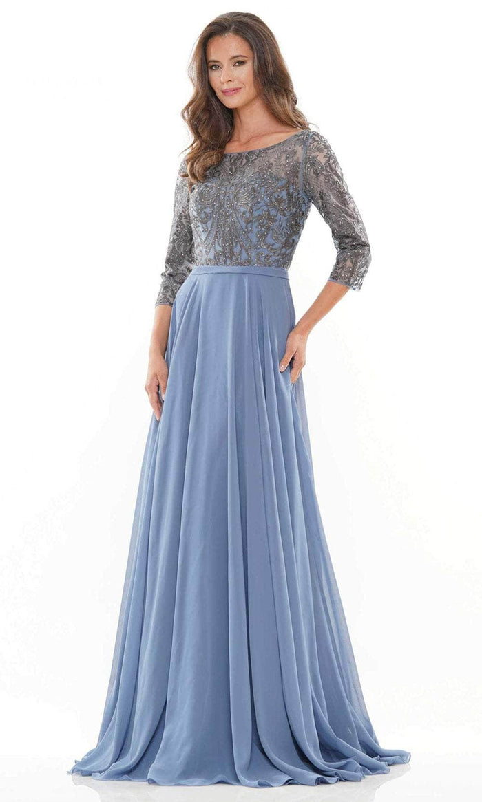 Rina di Montella RD2745 - Embroidered A-Line Evening Dress Special Occasion Dress 6 / Slate Blue