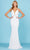 SCALA - 60297 Plunging V-Neck Sheath Gown Special Occasion Dress 00 / Ivory