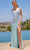 SCALA 60370 - Sheath High Slit Embellished Dress Evening Dresses 000 / Sky Blue