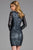 SCALA - Bedazzled Long Sleeve Bateau Sheath Dress 48884 - 1 pc Charcoal In Size 6 Available CCSALE 6 / Charcoal