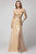 Shail K - Trailing Beaded Applique Lace Up Dress 936 CCSALE 3XL / Gold