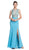 Sheer Embellished Trumpet Evening Dress Dress XXS / Turquoise