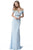 Sherri Hill - 51657 Plunging Off The Shoulder Lace Beaded Dress Evening Dresses 00 / Light Blue