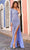 Sherri Hill - 54394 Bead-Fringed High Slit Sheath Dress Evening Dresses 0 / Periwinkle