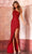 Sherri Hill - 54884 Asymmetric Fringed Slit Dress Prom Dresses 00 / Red