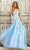 Sherri Hill - 55009 Embroidered Organza Flowy A-line Gown Prom Dresses 00 / Light Blue