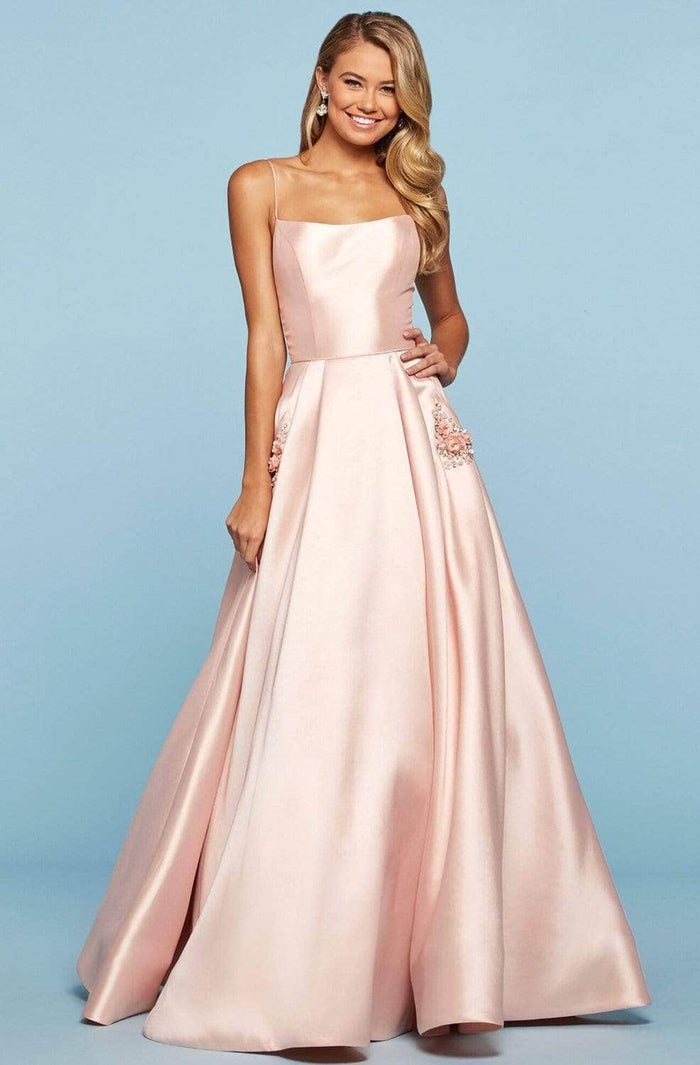 Sherri Hill - Scoop Neck Pleated Prom Ballgown 53407 - 1 pc Blush In Size 4 Available CCSALE 4 / Blush