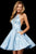 Sherri Hill - Short Halter Neck Brocade Print Dress 52178 - 1 pc Light Blue In Size 12 Available CCSALE 12 / Light Blue