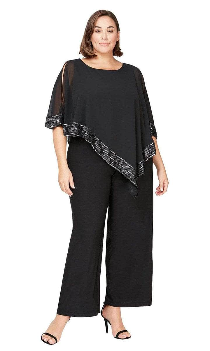 SLNY - Asymmetrical Cape Jumpsuit 9477331 - 1 pc Black In Size 16W Ava ...