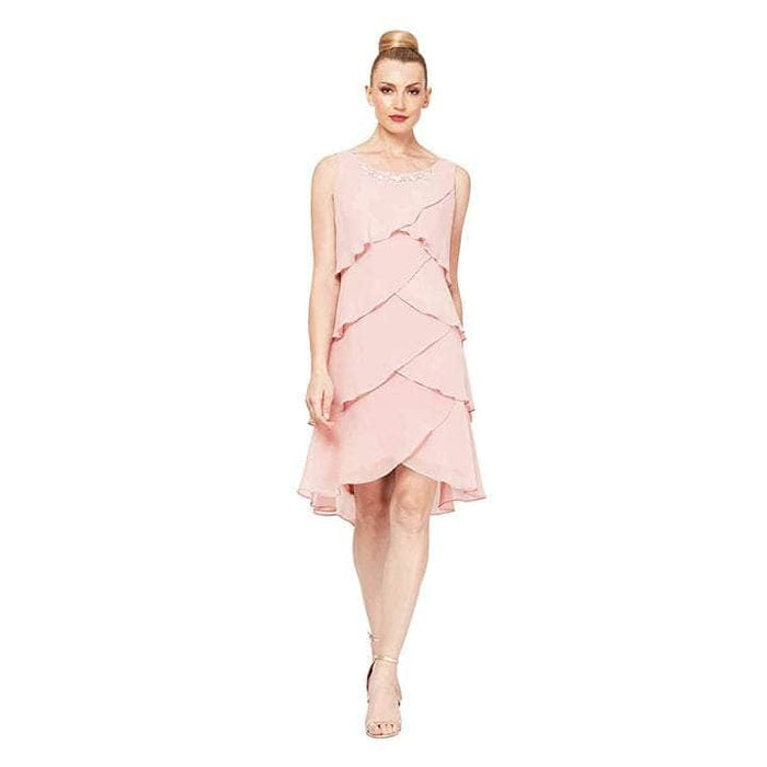 SLNY - Sleeveless Tiered Cocktail Dress SL412296 - 1 pc Faded Rose In Size 16P Available CCSALE 16P / Faded Rose