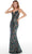 Studio 17 - 12879 Strap-Ornate Sequin Gown Special Occasion Dress 0 / Navy Multi