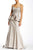 Sue Wong Embroidered Peplum Satin Dress W5234 - 1 pc Taupe in Size 4 Available CCSALE 4 / Taupe