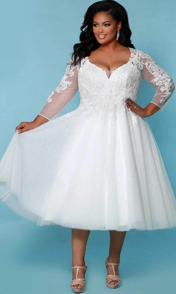 Long sleeve tea length bridal gowns best sale