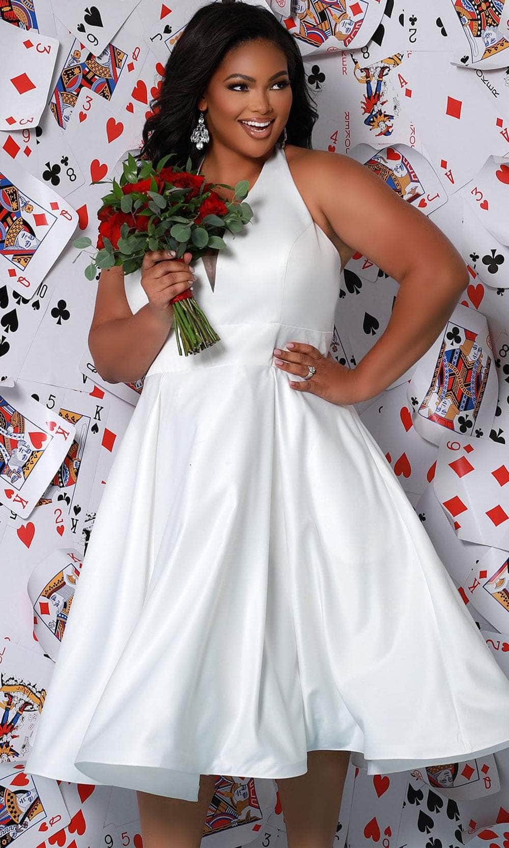 Sydney's Closet Bridal - SC5266 Tea Length Halter Bridal Dress