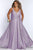 Sydney's Closet - SC7324 V-Neck Metallic Prom Gown Special Occasion Dress