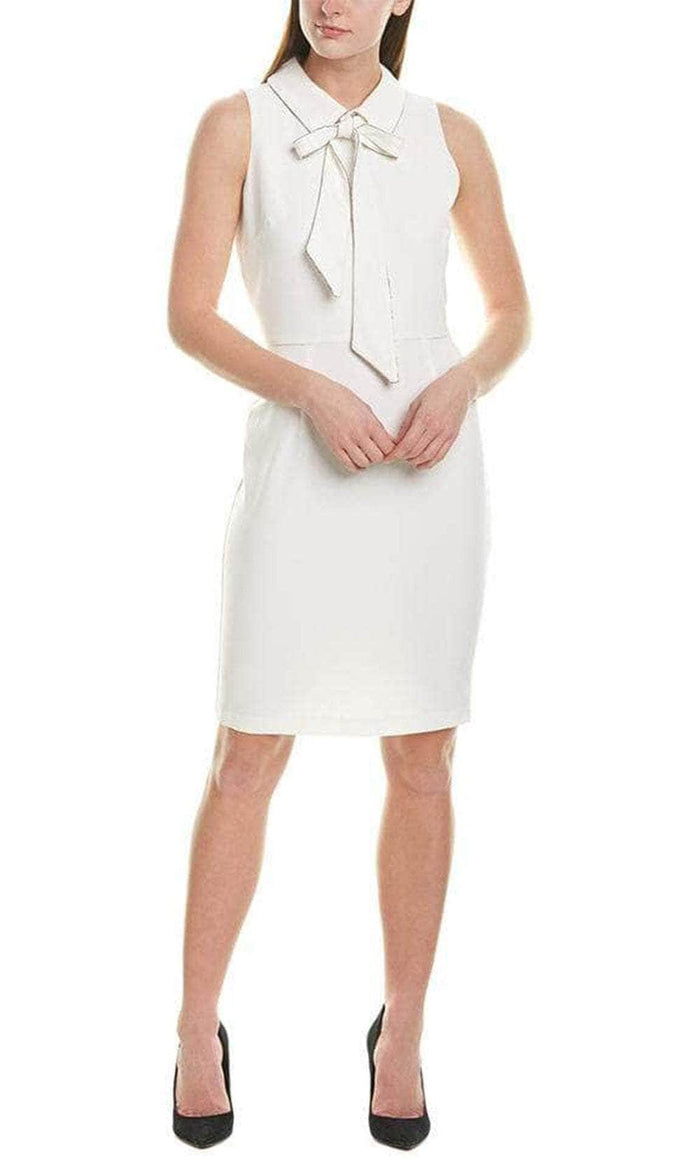 T Tahari THF9N006 - Collared Sleeveless Knee Length Dress Special Occasion Dress 2 / Ivory