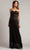 Tadashi Shoji BTY22225L - Claudette Spaghetti Strap Lace Gown In Black and Neutral