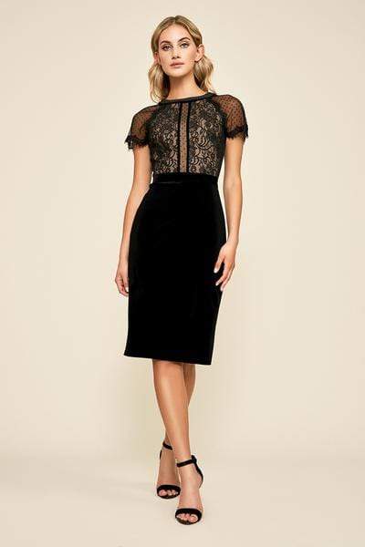 Tadashi Shoji - Lace Embroidered Sheath Cocktail Dress - 2 pcs Black/Nude In Size 12 and 14 Available CCSALE 12 / Black/Nude