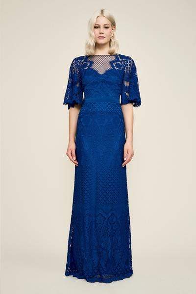 Tadashi Shoji - Lace V-neck Fitted Dress - 1 pc Cerulean In Size 12 Available CCSALE 12 / Cerulean